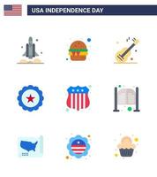 9 Verenigde Staten van Amerika vlak tekens onafhankelijkheid dag viering symbolen van insigne teken maaltijd drinken Amerikaans bewerkbare Verenigde Staten van Amerika dag vector ontwerp elementen