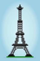 8-bit pixel eiffeltoren afbeelding. gebouw in illustratie van vector kunst van pixels. toren in Frankrijk voor spelactiva.