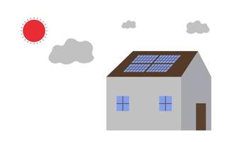 gebruik van zonne- panelen Aan de dak van de huis voor de productie van elektriciteit. vlak stijl. vector illustratie