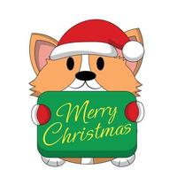 schattig corgi met Kerstmis felicitatie in kleur vector