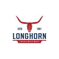 Texas longhorn koe, country western stier vee vintage label logo-ontwerp voor familie platteland boerderij vector