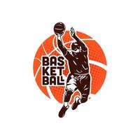 dichtslaan dunk basketbal logo ontwerp illustratie. basketbal kampioenschap logo ontwerp sjabloon vector