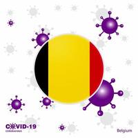 bidden voor belgie covid19 coronavirus typografie vlag blijven huis blijven gezond nemen zorg van uw eigen Gezondheid vector