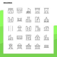 reeks van gebouwen lijn icoon reeks 25 pictogrammen vector minimalisme stijl ontwerp zwart pictogrammen reeks lineair pictogram pak