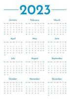 maandelijks muur verticaal kalender 2023 sjabloon in modieus minimalistische stijl, Hoes concept, 2023 minimaal kalender ontwerper ontwerp voor het drukken sjabloon in blauw vector