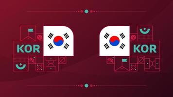 Korea republiek vlag voor 2022 Amerikaans voetbal kop toernooi. geïsoleerd nationaal team vlag met meetkundig elementen voor 2022 voetbal of Amerikaans voetbal vector illustratie