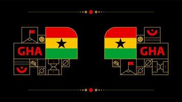 Ghana vlag voor 2022 Amerikaans voetbal kop toernooi. geïsoleerd nationaal team vlag met meetkundig elementen voor 2022 voetbal of Amerikaans voetbal vector illustratie
