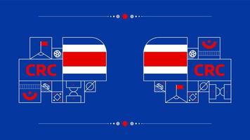 costa rica vlag voor 2022 Amerikaans voetbal kop toernooi. geïsoleerd nationaal team vlag met meetkundig elementen voor 2022 voetbal of Amerikaans voetbal vector illustratie