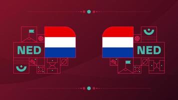 Nederland vlag voor 2022 Amerikaans voetbal kop toernooi. geïsoleerd nationaal team vlag met meetkundig elementen voor 2022 voetbal of Amerikaans voetbal vector illustratie