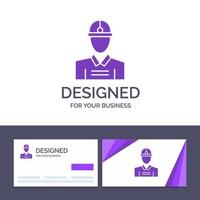 creatief bedrijf kaart en logo sjabloon bouw ingenieur arbeider werk vector illustratie