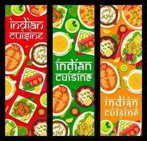 Indisch keuken restaurant maaltijden vector banners