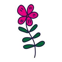 hand- getrokken schattig bloem. gestileerde bloem in tekening stijl. uit de vrije hand botanisch afdrukken. bloemen element geïsoleerd. vector