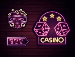 casino neonlichtbord ingesteld vector