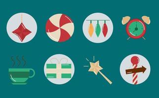 Kerstdecoratie en viering icon set vector