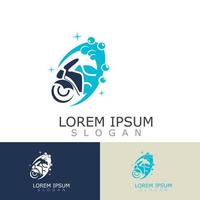 motocycle wassen logo ontwerp elegant en sportief concept schoonmaak vector