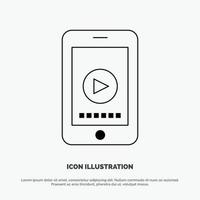 telefoon cel Speel video vector lijn icoon