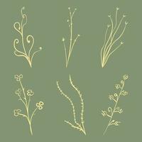 verzameling van wild bloem knop silhouet vector illustraties