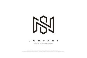 eerste brief sn of NS logo ontwerp vector sjabloon