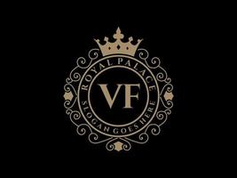 brief vf antiek Koninklijk luxe Victoriaans logo met sier- kader. vector