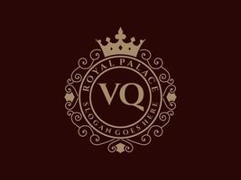 brief vq antiek Koninklijk luxe Victoriaans logo met sier- kader. vector