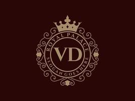 brief vd antiek Koninklijk luxe Victoriaans logo met sier- kader. vector