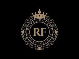 brief rf antiek Koninklijk luxe Victoriaans logo met sier- kader. vector