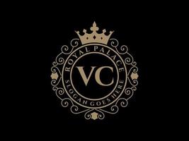brief vc antiek Koninklijk luxe Victoriaans logo met sier- kader. vector