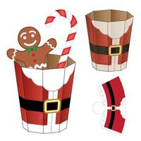 de kerstman claus doos verpakking dood gaan besnoeiing sjabloon ontwerp. 3d mock-up vector