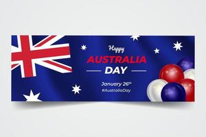 Australië dag januari 26e banier met ballon illustratie Aan golvend vlag achtergrond vector