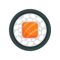 Zalm sushi rollen icoon, vlak stijl vector