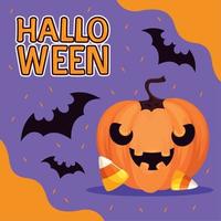 halloween belettering met pompoen vector