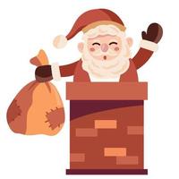 kerstman in schoorsteen vector