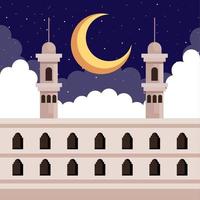 moslim cultuur moskee met maan vector