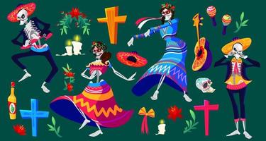 Mexicaans dag van de dood, dia de los Muertos reeks vector