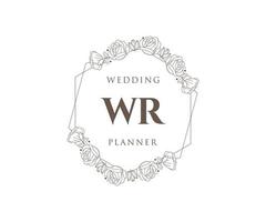 wr initialen brief bruiloft monogram logos verzameling, hand- getrokken modern minimalistisch en bloemen Sjablonen voor uitnodiging kaarten, opslaan de datum, elegant identiteit voor restaurant, boetiek, cafe in vector