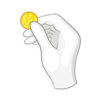 hand- in een wit handschoen Holding een goud munt icoon vector