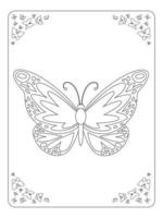 vlinder kleur bladzijde voor kinderen lijn kunst vector