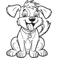 schattig gelukkig tekenfilm hond illustratie. vector schets voor van schattig huisdier. tekening boek voor kinderen.