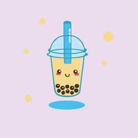 kawaii bubbel thee vector illustratie van tekenfilm zoet heerlijk drank.