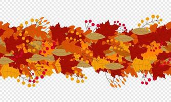 achtergrond van gestileerde herfst bladeren voor groet kaarten. naadloos horizontaal banier met herfst kleurrijk planten. hand- getrokken. vector illustratie