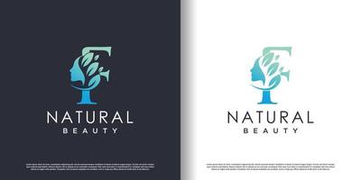 natuur schoonheid logo sjabloon met brief f concept premie vector