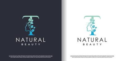 natuur schoonheid logo sjabloon met brief t concept premie vector