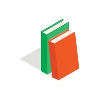 twee boeken rood en groen icoon vector