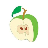 voor de helft appel icoon, tekenfilm stijl vector