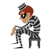 inbreker gevangenis kleren icoon, tekenfilm stijl vector