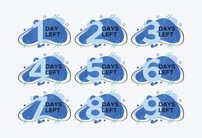 dagen links countdown abstract vloeistof badges vector