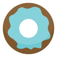 blauw donut icoon, vlak stijl vector