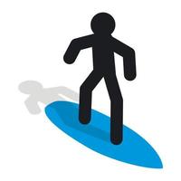 surfer icoon in isometrische 3d stijl vector