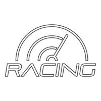 racing lijn snelheidsmeter logo, schets stijl vector