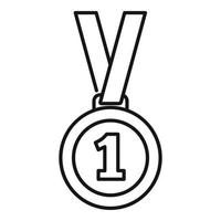 voetbal eerste plaats medaille icoon, schets stijl vector